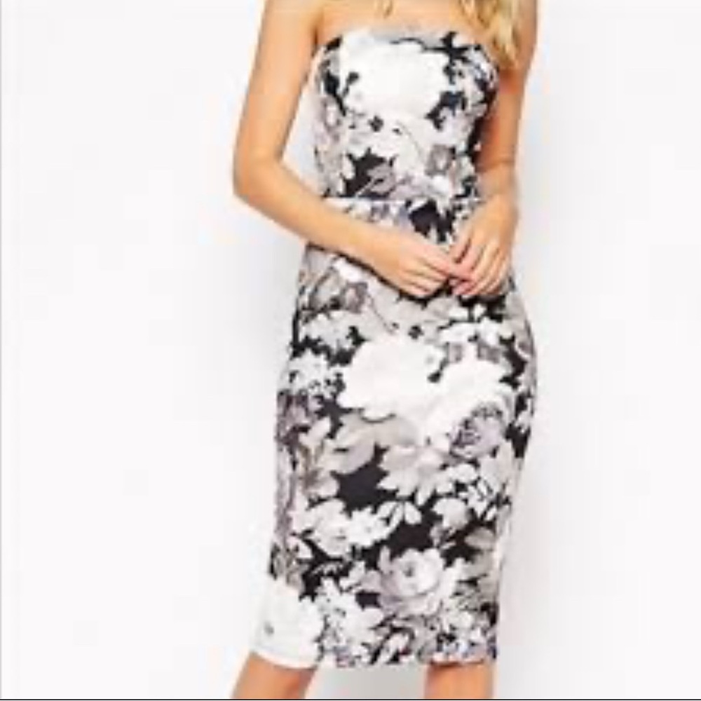 ASOS Black and White Strapless Bodycon Dress